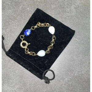 Elegant Gold Chain Bracelet with Lapis and Moonstone Teardrop Stones